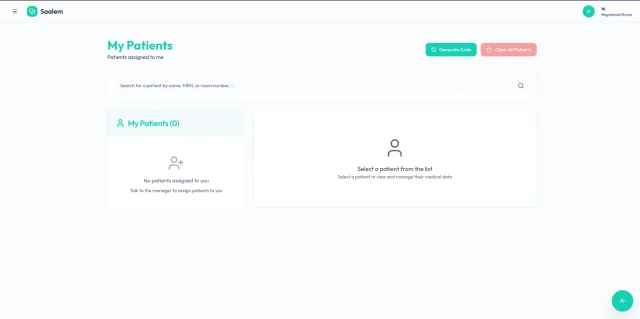 Patient management dashboard with patient overview statistics